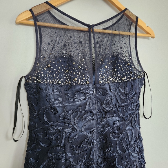 Stunning Navy Crystal Fitted Evening Dress - Picture 8 of 11